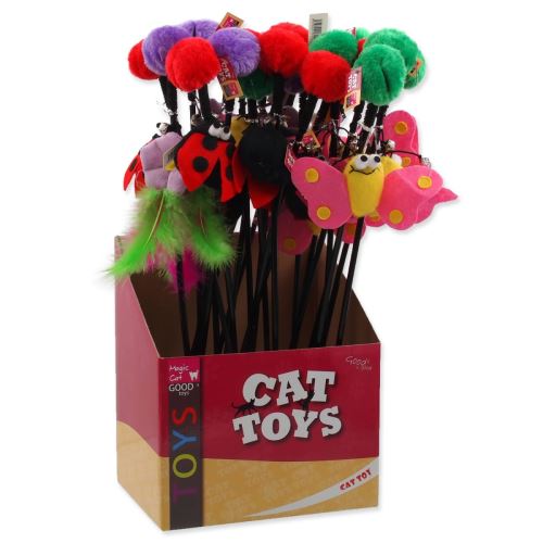 Display Toy MAGIC CAT Stab mit Pompon und Spielzeugmix 6 cm + 45 cm 24 Stück
