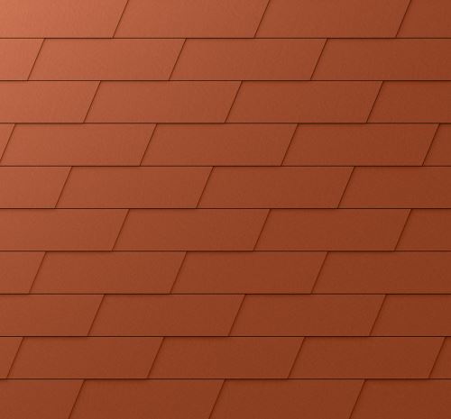 PREFA Fassaden-Schindel XL, Oberfläche Stucco, Ziegelrot P.10 / Packung 1 m2
