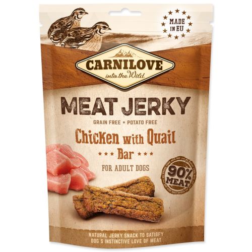 CARNILOVE Jerky Snack Huhn mit Wachtel Riegel 100 g