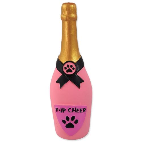 Spielzeug DOG FANTASY Latex Sektflasche mit Ton rosa 16,5 cm