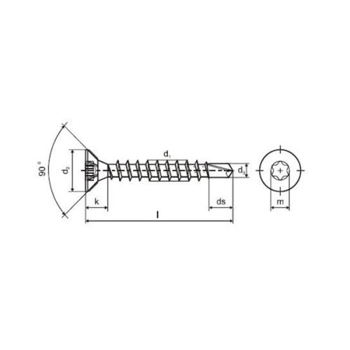 Selbstfurchende Schraube ZH T 6 dr. 6,0 x 60 ZZ in Holz TORX