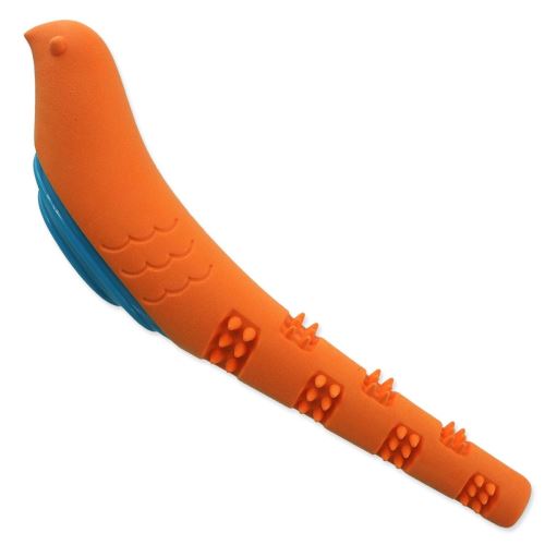 Spielzeug DOG FANTASY Quietschende Vogel orange und blau 32 cm