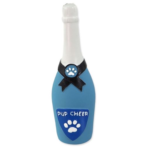 Spielzeug DOG FANTASY Latex Sektflasche mit Ton blau 16,5 cm