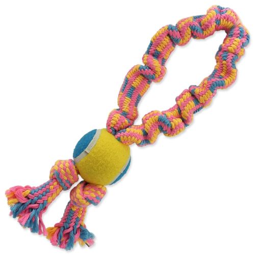 Tauziehen DOG FANTASY bunt + Tennisballmuster No.2 - 2 Dochte 32 cm